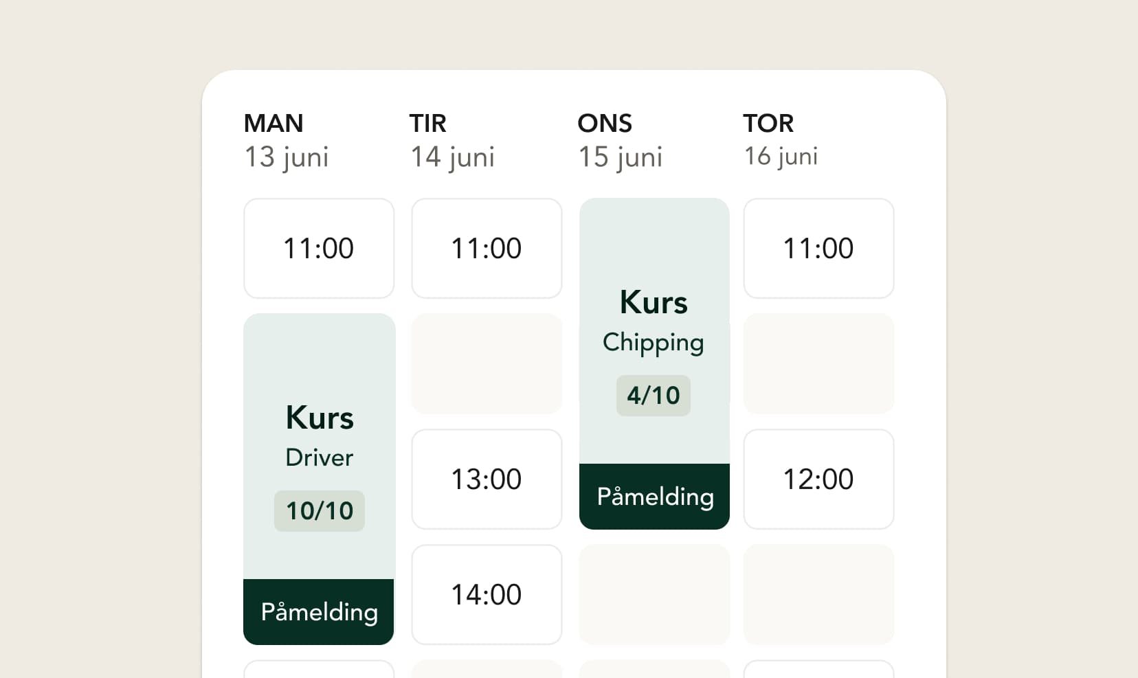 Gruppetimer og kurs